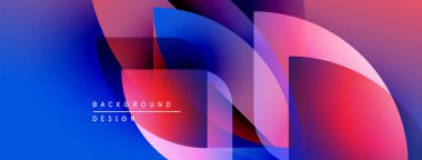 Soyut sıvı şekilleri örtüşür, canlı gradyanlar yaratır. Mavi, pembe, kırmızı renkler tasarımda baskın. Metin arka plan tasarımı okur. Modern estetik.