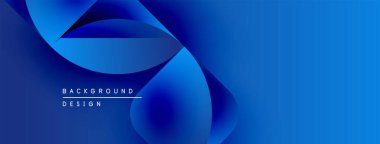 Soyut mavi eğimler akan şekiller yaratır. Arkaplan tasarımı düz eğriler, modern estetik, canlı renk şeması içerir.