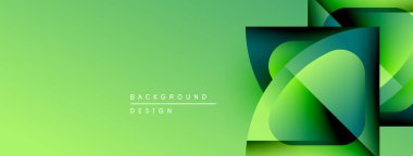 Soyut yeşil eğimli şekiller çakışıyor. Modern tasarım, canlı renkler, pürüzsüz geçişler dinamik görsel efektler yaratır. Minimalist stil.