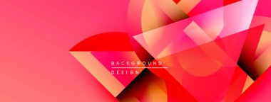 Soyut geometrik şekiller örtüşür, canlı pembe gradyan arkaplan oluşturur. Metin arka plan tasarımı okur. Modern, dinamik görsel kompozisyon.