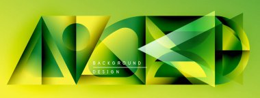 Soyut geometrik şekiller, canlı yeşil renkler, dinamik kompozisyon. Modern tasarım elementleri çarpıcı görsel etki yaratır.