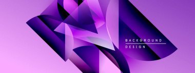Soyut mor tasarım geometrik şekiller, gradyanlar, dinamik bileşimler içerir. Dijital projeler için modern arkaplan.
