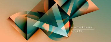 Soyut geometrik şekiller örtüşür, dinamik görsel efekt yaratır. Gradyan renkler harmanlanır, modern arkaplan tasarımı oluşturulur.