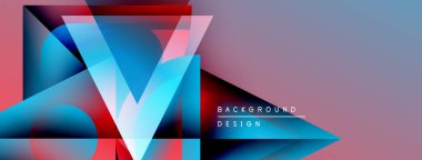 Soyut geometrik tasarım. Canlı renkler harmanlanarak, dinamik görsel efekt yaratır. Gradyan gölgeler keskin açıları, modern estetiği vurgular..