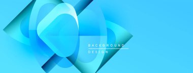 Soyut mavi tasarım üst üste binen şekiller, gradyanlar. Modern estetik, arka planlar ve sunumlar için uygun. Temiz, canlı kompozisyon.