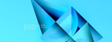 Soyut mavi şekiller dinamik arkaplan yaratır. Renkler derinliği gösteriyor, modern tasarım unsurları mevcut. Minimalist estetik.