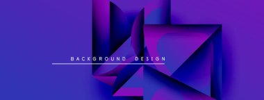 Soyut geometrik şekiller canlı mor gradyan arkaplan oluşturur. Metin, formların altındaki arkaplan dizaynını okur. Minimalist kompozisyon.