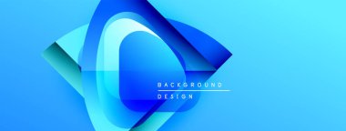 Soyut mavi tasarım katmanlı şekiller, gradyanlar içerir. Arka planlar, sunumlar, dijital sanat için modern estetik.