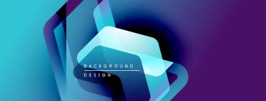 Soyut mavi mor eğimli şekiller kesişir. Metin arka plan tasarımı okur. Modern dijital illüstrasyon, canlı renkler, dinamik kompozisyon.