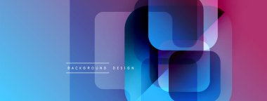Soyut geometrik şekiller çakışıyor. Mavi, mor renkler modern arkaplan tasarımı yaratır. Minimalist tarz, temiz çizgiler görsel ilgi gösterir.