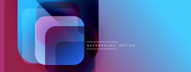 Soyut arkaplan özellikleri katmanlı kareler, canlı maviler, morlar, pembeler. Gradyan efektli modern tasarım, metin arkaplan tasarımı.
