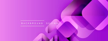 Soyut mor arkaplan, üst üste binen kareler, gradyanlar, dinamik bileşimler. Dijital projeler için modern tasarım ögesi.