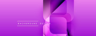 Soyut mor eğimli arkaplan. Üst üste binen şekiller dinamik görsel efekt yaratır. Metin arka plan tasarımı okur. Modern, minimalist estetik.