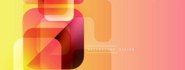 Soyut geometrik şekiller üst üste binerek sıcak renk değişimleri yaratıyor. Tasarım turuncu, sarı, kırmızı renklere sahiptir. Minimalist tarz, modern estetik.