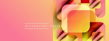 Soyut geometrik şekiller örtüşür, canlı bir gradyan arkaplan oluşturur. Sıcak renkler modern estetik sunarak tasarıma hükmediyor.