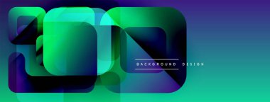 Soyut geometrik şekiller örtüşüyor, canlı renk geçişleri yaratıyor. Modern tasarım elementleri dijital sanatı, gradyanı, dokuyu önerir.