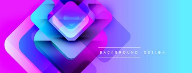 Soyut geometrik şekiller, canlı renklerin karışımı. Gradyan arka plan modern görsel efekt yaratır. Tasarım elementleri üst üste binerek dinamik bileşim oluşturur.