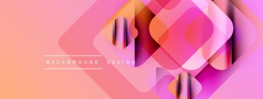 Soyut geometrik şekiller örtüşüyor, canlı pembe, turuncu renkler yaratıyor. Arkaplan, pankart ve sunumlar için modern tasarım ögesi.