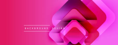 Soyut pembe tasarım katmanlı yuvarlak kareler içeriyor. Gradyan renkler derinlik yaratır, modern estetik. Metin arkaplan tasarımı okur.