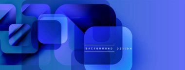 Soyut mavi kareler çakışıyor, dinamik görsel etki yaratıyor. Modern tasarım arka planlar, pankartlar, sunumlar için uygun.