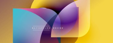 Soyut renkli şekiller çakışıyor. Gradyan renkler harmanlanarak, dinamik görsel efekt yaratır. Arka planlar için modern tasarım ögesi.