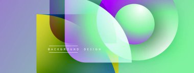 Soyut renkli tasarım. Üst üste binen şekiller dinamik görsel efekt yaratır. Gradyan renkler harmanlanarak modern arkaplan oluşturur.