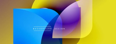 Soyut renkli şekiller çakışıyor. Gradyan renkler dinamik görsel efekt yaratır. Arkaplan ve sunumlar için modern tasarım ögesi.