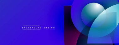Soyut gradyan şekiller çakışıyor. Mavi, mor renkler dizaynın hakimi. Metin arka plan tasarımı okur. Modern estetik, canlı renkler sunar.
