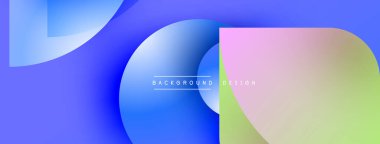 Soyut şekiller örtüşür, parlak mavi, pembe ve yeşil renkler yaratır. Modern tasarım elementleri dijital sanat, arkaplan dokusu.