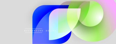 Soyut renkli şekiller çakışıyor. Gradyan renkler dinamik görsel efekt yaratır. Arkaplan ve sunumlar için modern tasarım ögesi.