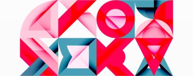 Soyut geometrik şekiller, pembeler, maviler modern tasarım yaratır. Minimalist kompozisyon, temiz çizgiler, düz estetik..