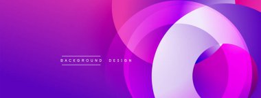 Soyut mor arkaplan. Üst üste binen daireler dinamik görsel efekt yaratır. Modern tasarım elementleri pürüzsüz eğimler sunar.