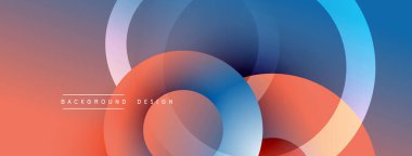 Soyut tasarım özellikleri üst üste biniyor. Renkler turuncu, mavi, mor karışımı dinamik görsel efekt yaratır. Modern, temiz estetik.