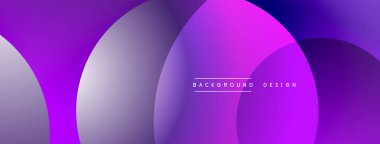 Soyut mor arkaplan. Üst üste binen daireler dinamik görsel efekt yaratır. Sancaklar ve sunumlar için modern tasarım uygun.