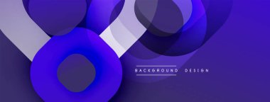 Soyut mor tasarım, üst üste binen daireler, kıvrımlar. Modern estetik, eğimli gölgeler derinlik ve görsel ilgi yaratır..