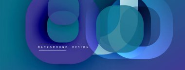 Soyut tasarım özellikleri üst üste binen mavi daireler, gradyanlar. Modern estetik, arka planlar ve sunumlar için uygun. Minimalist stil.