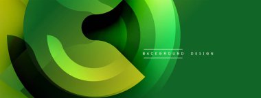 Soyut yeşil sarı tasarım. Üst üste binen kıvrımlı şekiller dinamik akış yaratıyor, modern estetik. Arkaplan gradyan etkisi.