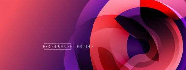 Soyut sıvı şekiller, canlı renklerin karışımı. Modern tasarım üst üste binen daireler, gradyanlar içerir. Arkaplan enerji ve hareket önerir.