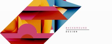 Soyut geometrik bileşim. Üst üste binen şekiller dinamik görsel efekt yaratır. Canlı renkler, maviler, sarılar, pembeler modern tasarım. Minimalist stil, temiz hatlar, cesur sunum.