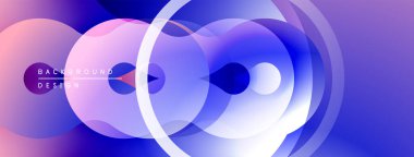 Soyut sıvı şekilleri örtüşür, canlı gradyanlar yaratır. Mor, mavi renkler kompozisyona hakim. Modern tasarım ögesi.