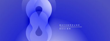 Soyut mavi tasarım, üst üste binen daireler, akışkan şekiller yaratıyor. Gradyan etkisi derinlik katıyor, modern estetik. Minimalist kompozisyon.