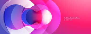 Soyut, enerjik daireler çakışıyor ve dinamik bir değişim etkisi yaratıyor. Pembe, mor, mavi renkler kusursuz bir şekilde harmanlanır. Modern tasarım ögesi.