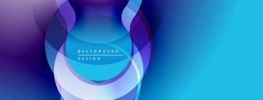 Soyut tasarım katmanlı daireler, canlı maviler, morlar. Modern estetik, pürüzsüz gradyanlar dinamik görsel efekt yaratır.
