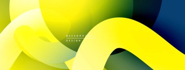 Soyut sarı, yeşil tasarım. Düz kıvrımlar dinamik bileşim oluşturur. Modern estetik, canlı renkler.