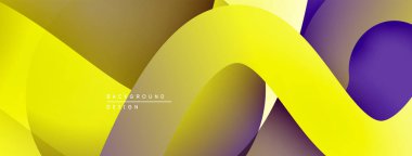 Soyut akan kurdeleler, sarı, mor renkler. Modern tasarım, gradyan etkisi, dinamik kompozisyon. Minimalist arkaplan dokusu.