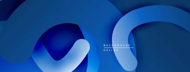 Soyut mavi katmanlar dinamik bileşim yaratır. Pürüzsüz kıvrımlar modern arka plan tasarımını oluşturur. Gradyan gölgeler derinlik ekle.