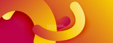 Soyut sıvı şekiller, canlı turuncu, kırmızı renkler. Modern tasarım, pürüzsüz eğimler dinamik kompozisyon yaratır. Arkaplan dokusu görünür.