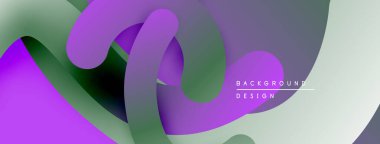Soyut sıvı şekilleri örtüşür, canlı mor, yeşil gradyanlar yaratır. Modern tasarım derinlik, hareket, görsel ilgi.