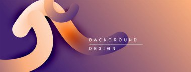 Soyut sıvı şekiller, değişken renkler, mor, turuncu renkler. Arka planlar ve sunumlar için modern tasarım öğesi. Minimalist estetik.