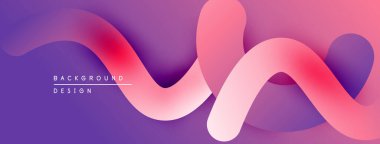 Soyut akışkan şekiller, canlı pembeler, morlar modern arka plan yaratır. Yumuşak eğimler hareketi, derinliği gösterir.